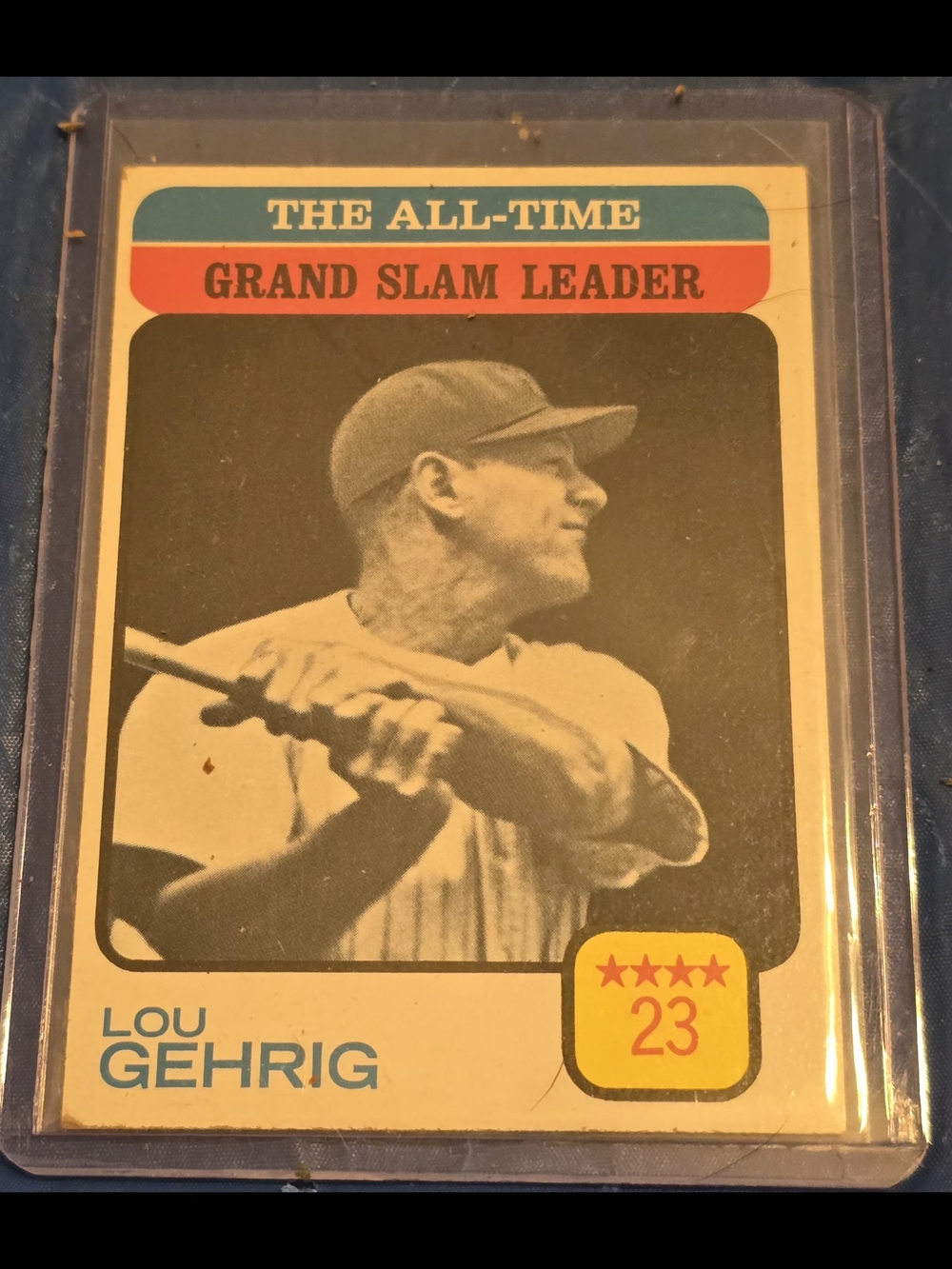 1973 MLB Lou Gehrig Trading Card - Blue, Red, Yellow Accents